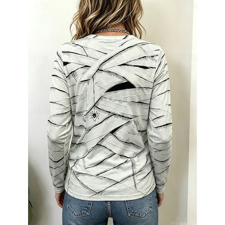 Women's Long-Sleeve Halloween Graphic Top, Fun Festive Blouse