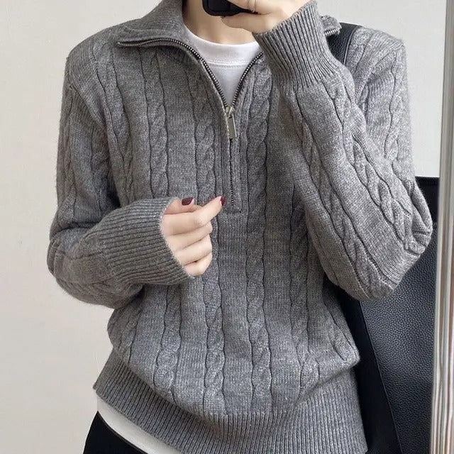 Women's Cotton Zipper Sweater-Metro Lane Plaza