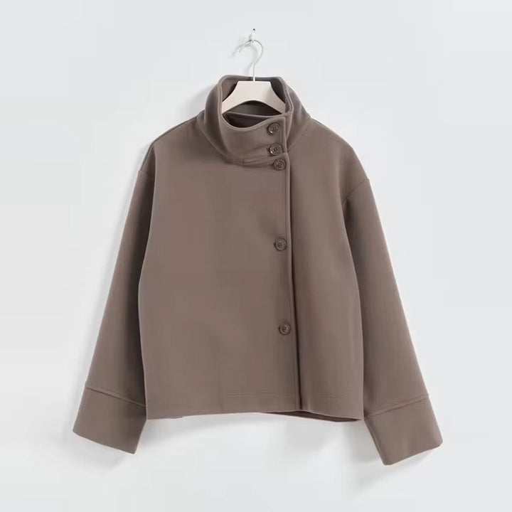 Women's Stylish Short Coat with Double Buttons-Metro Lane Plaza