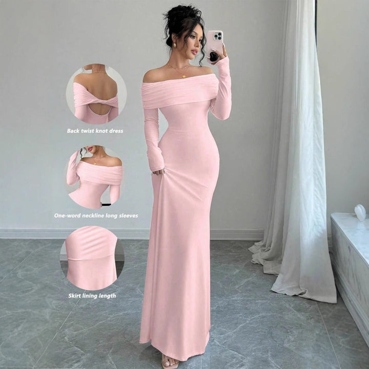 Marie | Women's Elegant Long Sleeve Maxi Dress-Metro Lane Plaza