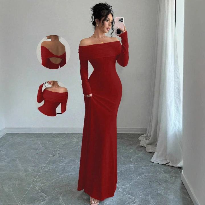 Marie | Women's Elegant Long Sleeve Maxi Dress-Metro Lane Plaza