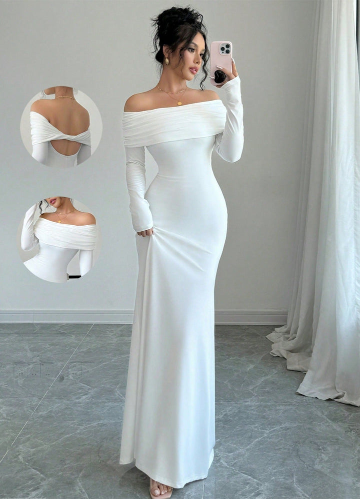 Marie | Women's Elegant Long Sleeve Maxi Dress-Metro Lane Plaza