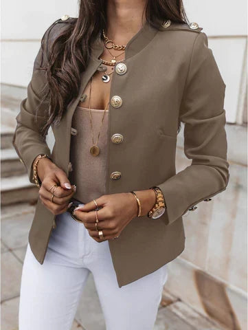 Chaqueta de mujer con botones delanteros de estilo militar