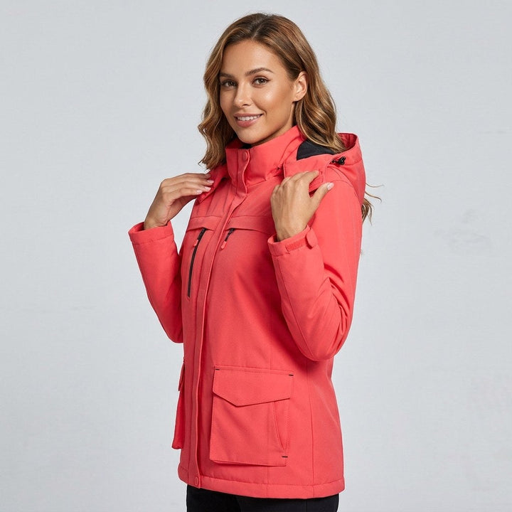 Chaqueta térmica con capucha para mujer, con alimentación USB y temperatura ajustable