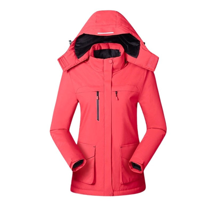 Chaqueta térmica con capucha para mujer, con alimentación USB y temperatura ajustable