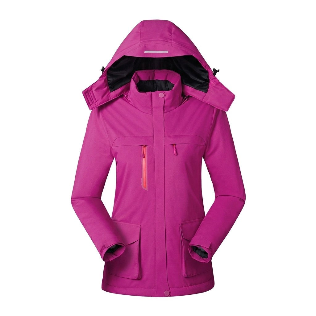 Chaqueta térmica con capucha para mujer, con alimentación USB y temperatura ajustable