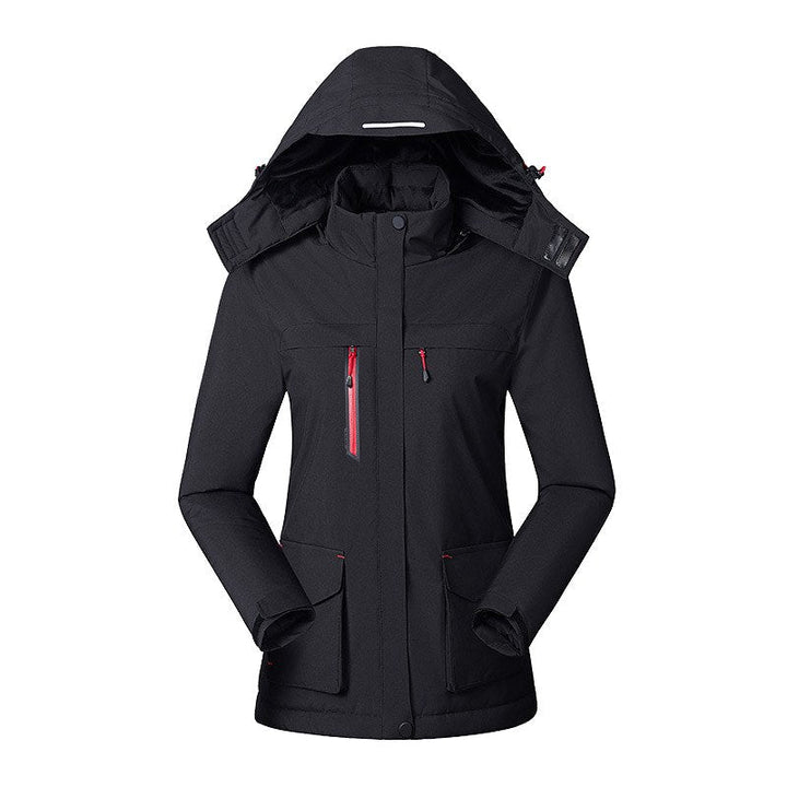 Chaqueta térmica con capucha para mujer, con alimentación USB y temperatura ajustable