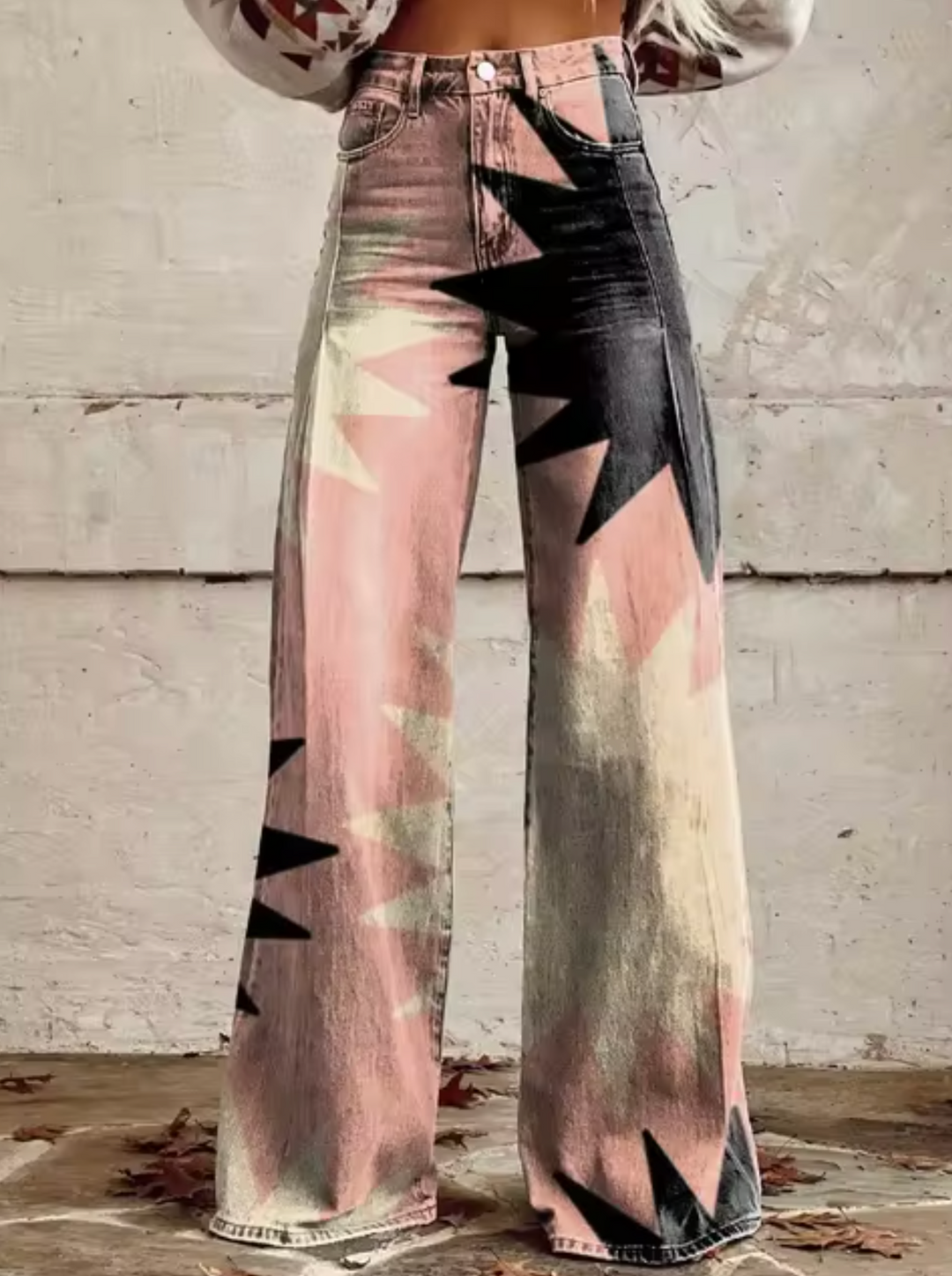 Vina | Women's Stylish High-Waisted Pants with Unique Prints-Metro Lane Plaza