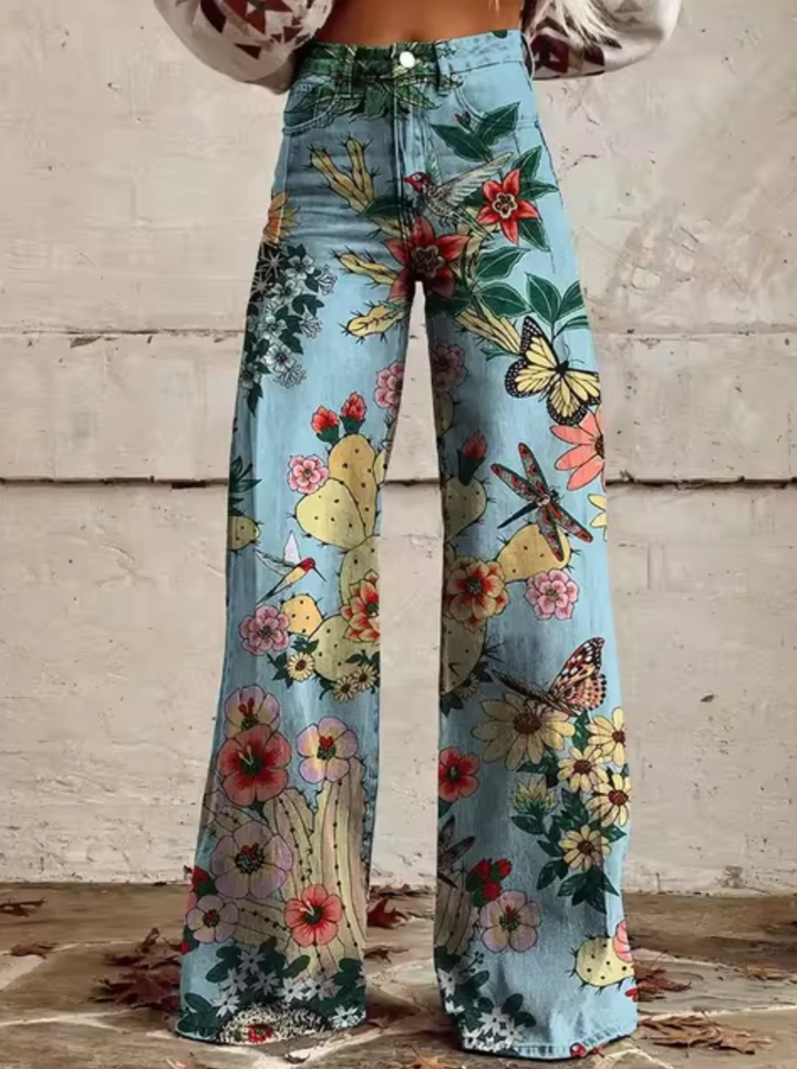 Vina | Women's Stylish High-Waisted Pants with Unique Prints-Metro Lane Plaza