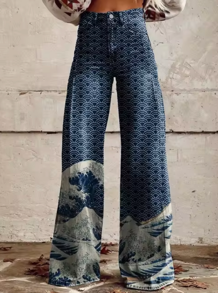 Vina | Women's Stylish High-Waisted Pants with Unique Prints-Metro Lane Plaza
