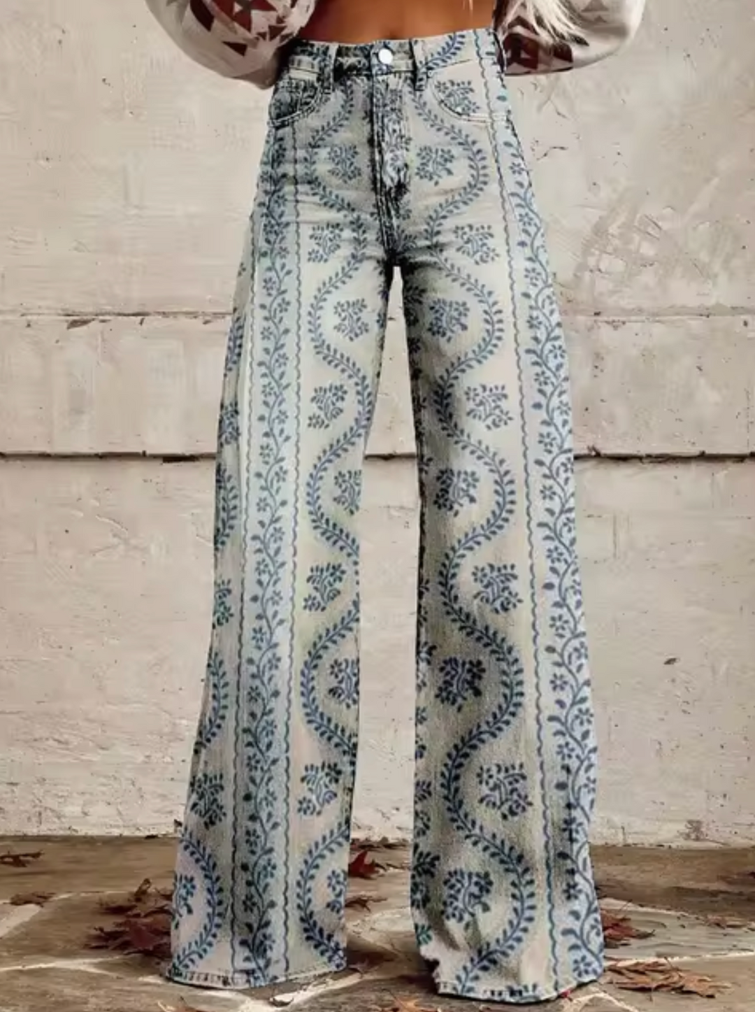 Vina | Women's Stylish High-Waisted Pants with Unique Prints-Metro Lane Plaza