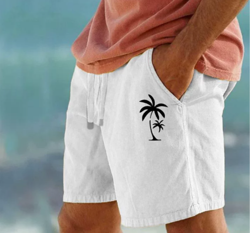 Men's Summer Shorts with Palm Embroidery