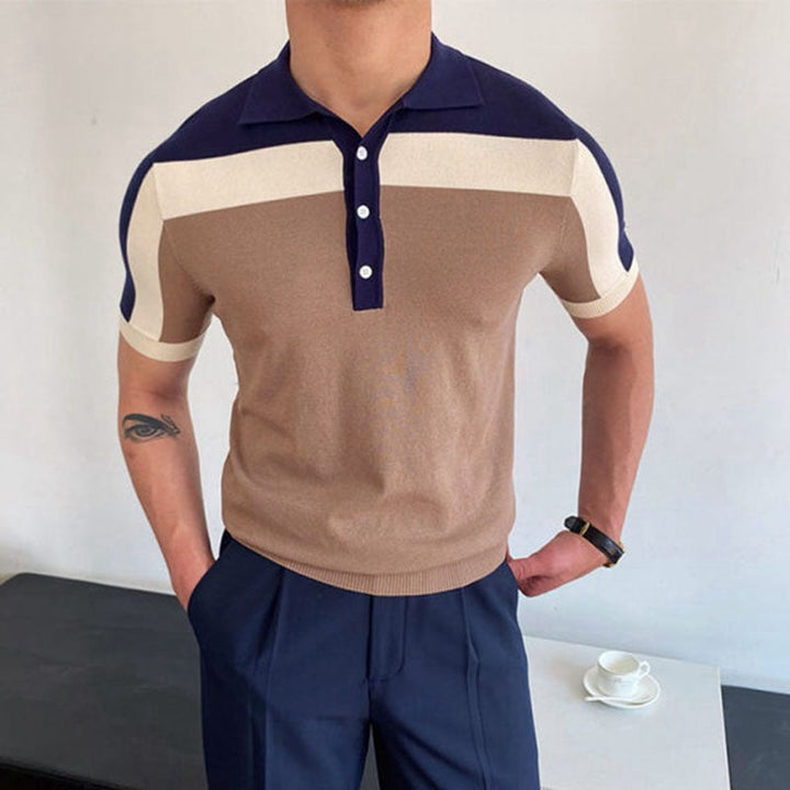 William | Men's Color Block Short Sleeve Polo Top-Metro Lane Plaza