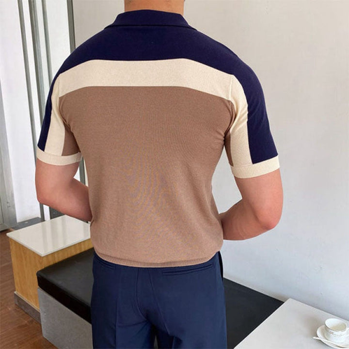 William | Men's Color Block Short Sleeve Polo Top-Metro Lane Plaza