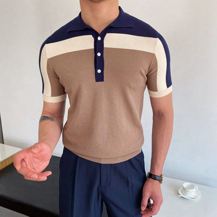 William | Men's Color Block Short Sleeve Polo Top-Metro Lane Plaza