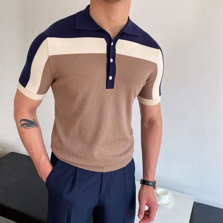 William | Men's Color Block Short Sleeve Polo Top-Metro Lane Plaza