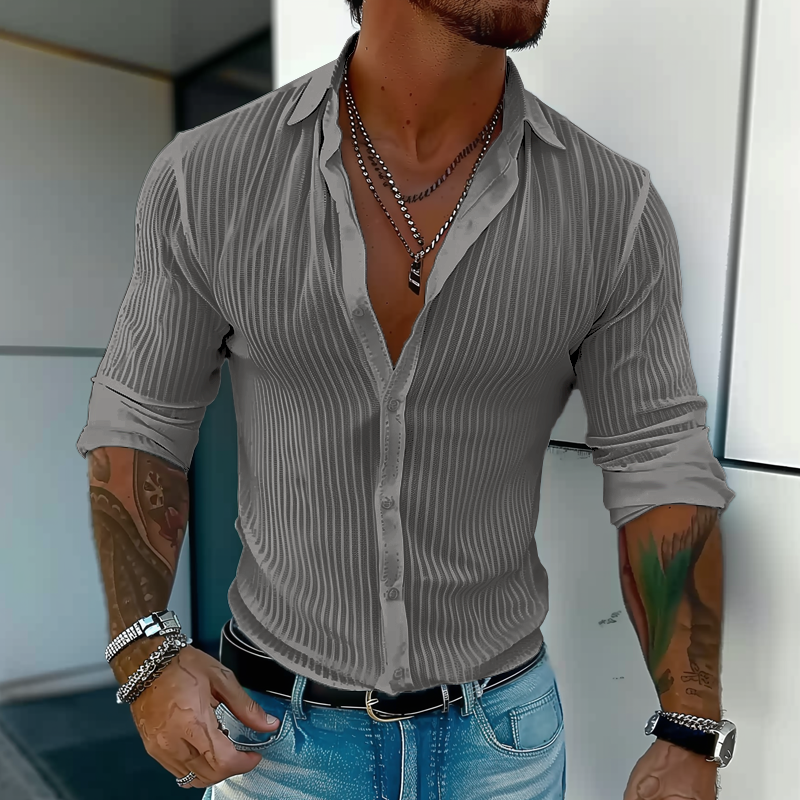 Men's Slim Fit Button-Down Dress Shirt