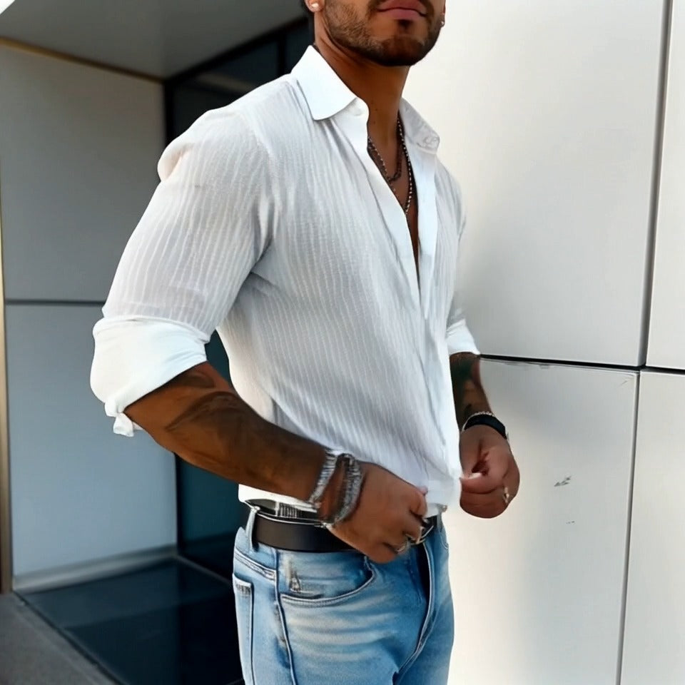 Men's Slim Fit Button-Down Dress Shirt