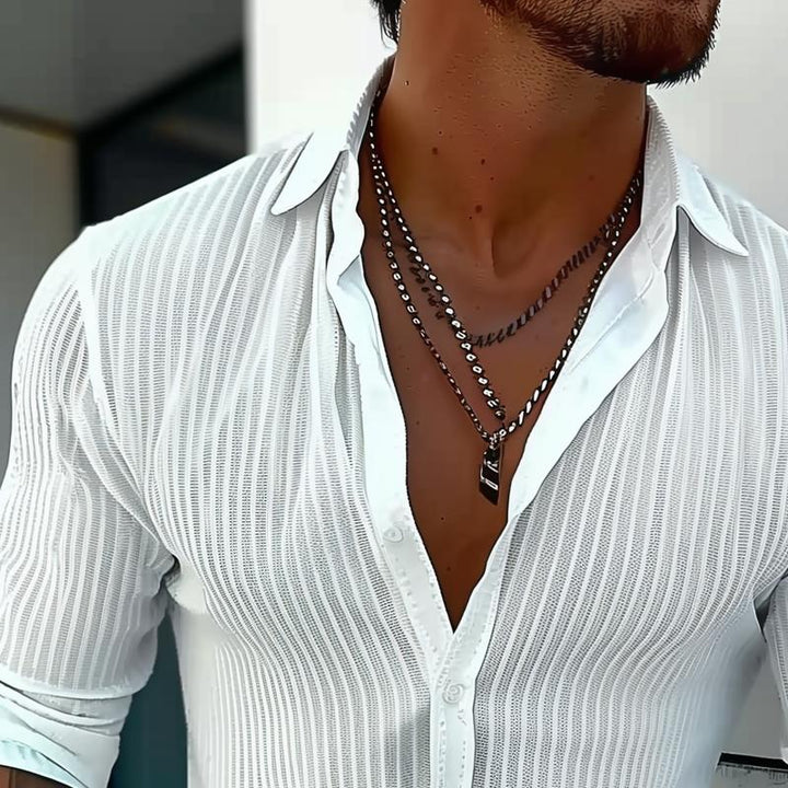 Men's Slim Fit Button-Down Dress Shirt