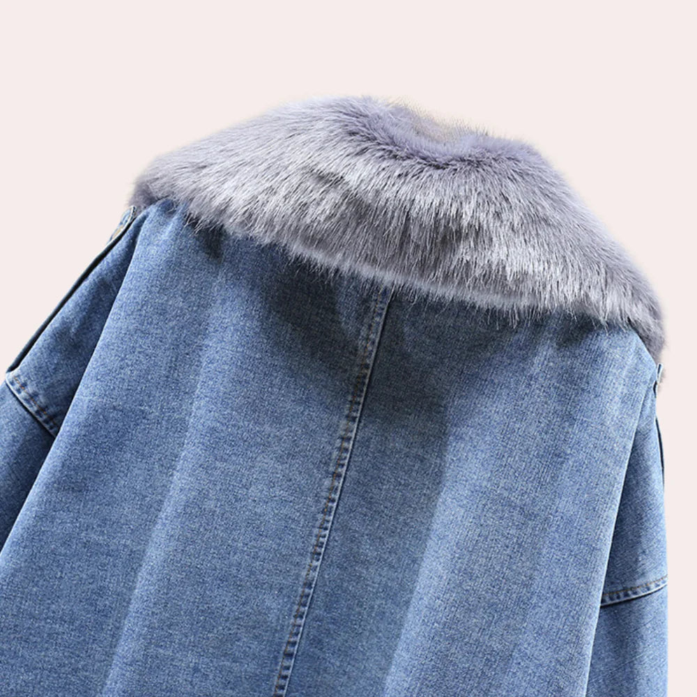 Luxe Denim | Women's Winter Coat with Faux Fur and Modern Fit-Metro Lane Plaza