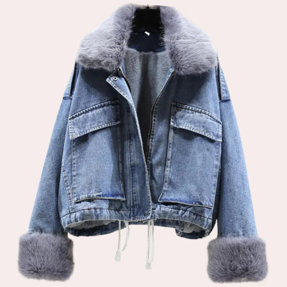 Luxe Denim | Women's Winter Coat with Faux Fur and Modern Fit-Metro Lane Plaza
