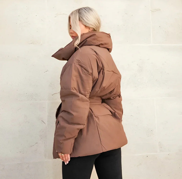 Viral winter coat for women | Quilted parka with belt and stylish collar-Metro Lane Plaza