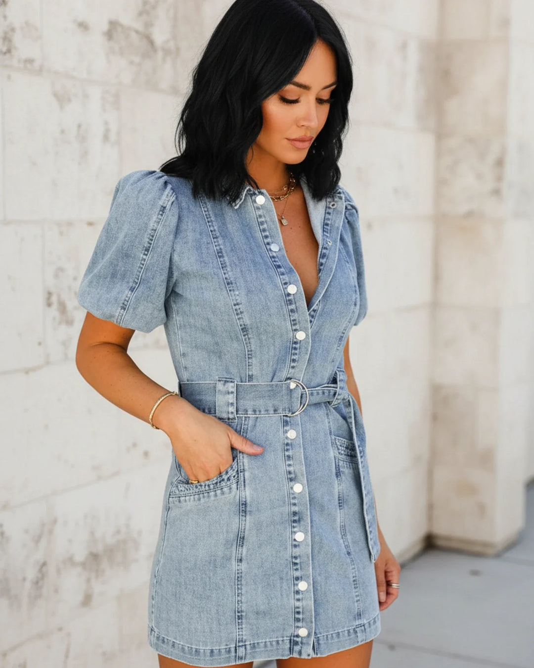 Stylish Women's Belted Mini Dress for Effortless Chic-Metro Lane Plaza