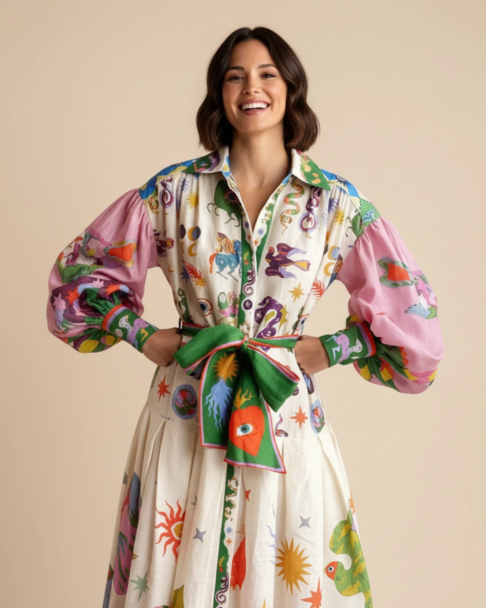 Stylish Women's Printed Button-Down Maxi Dress-Metro Lane Plaza