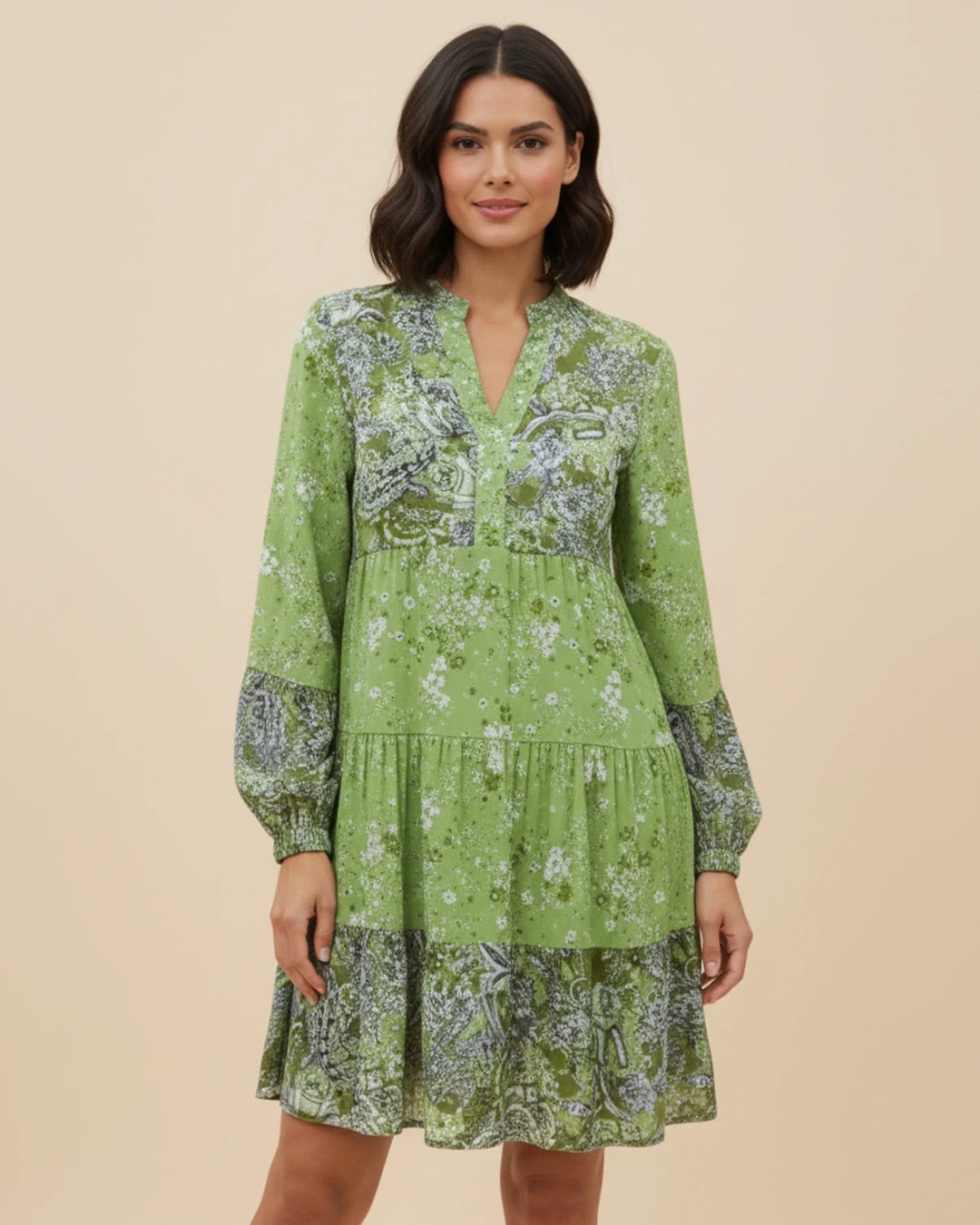 Sophia | Women's Boho Floral Tiered Mini Dress-Metro Lane Plaza