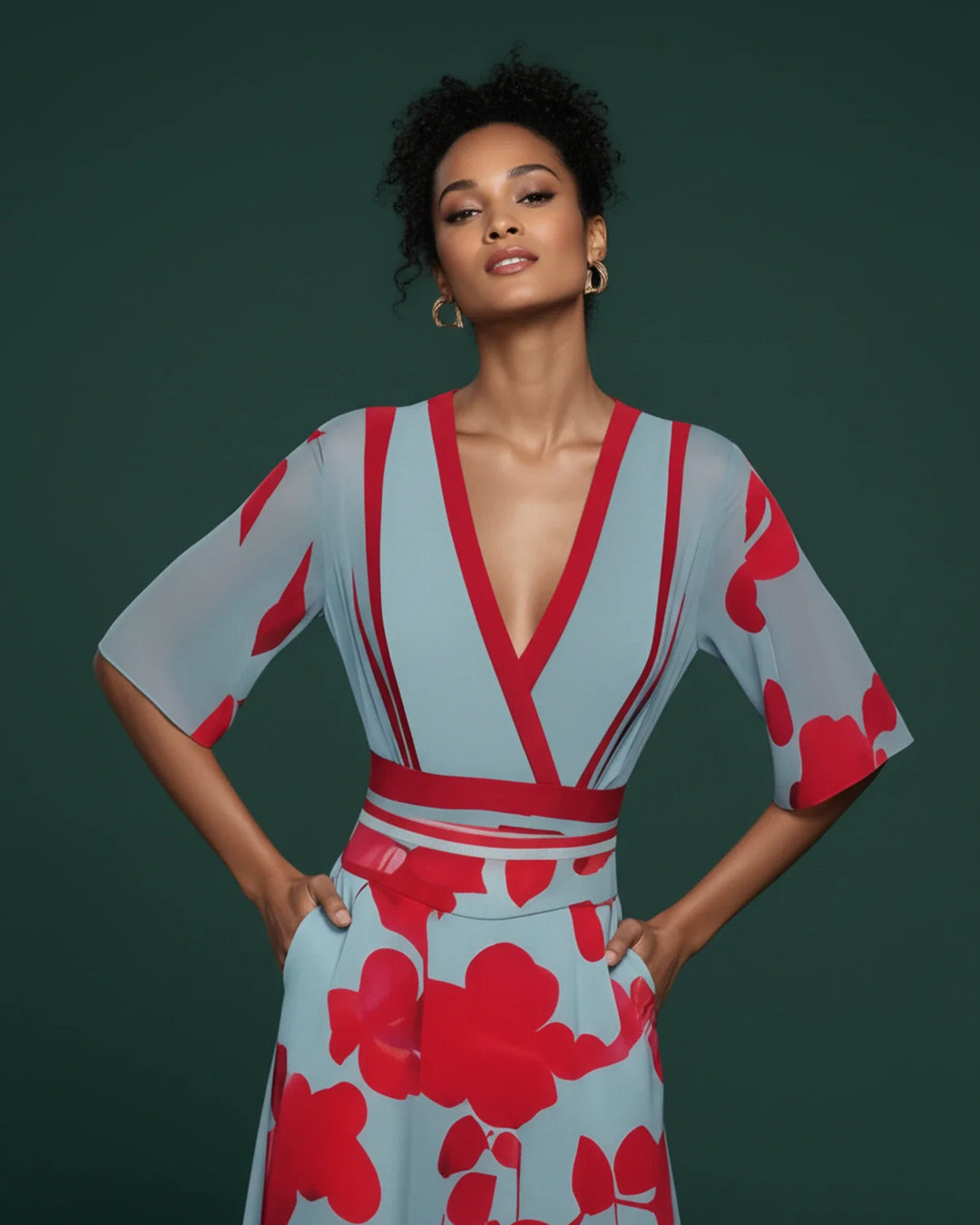 Sophia | Women's Floral V-Neck Maxi Dress-Metro Lane Plaza