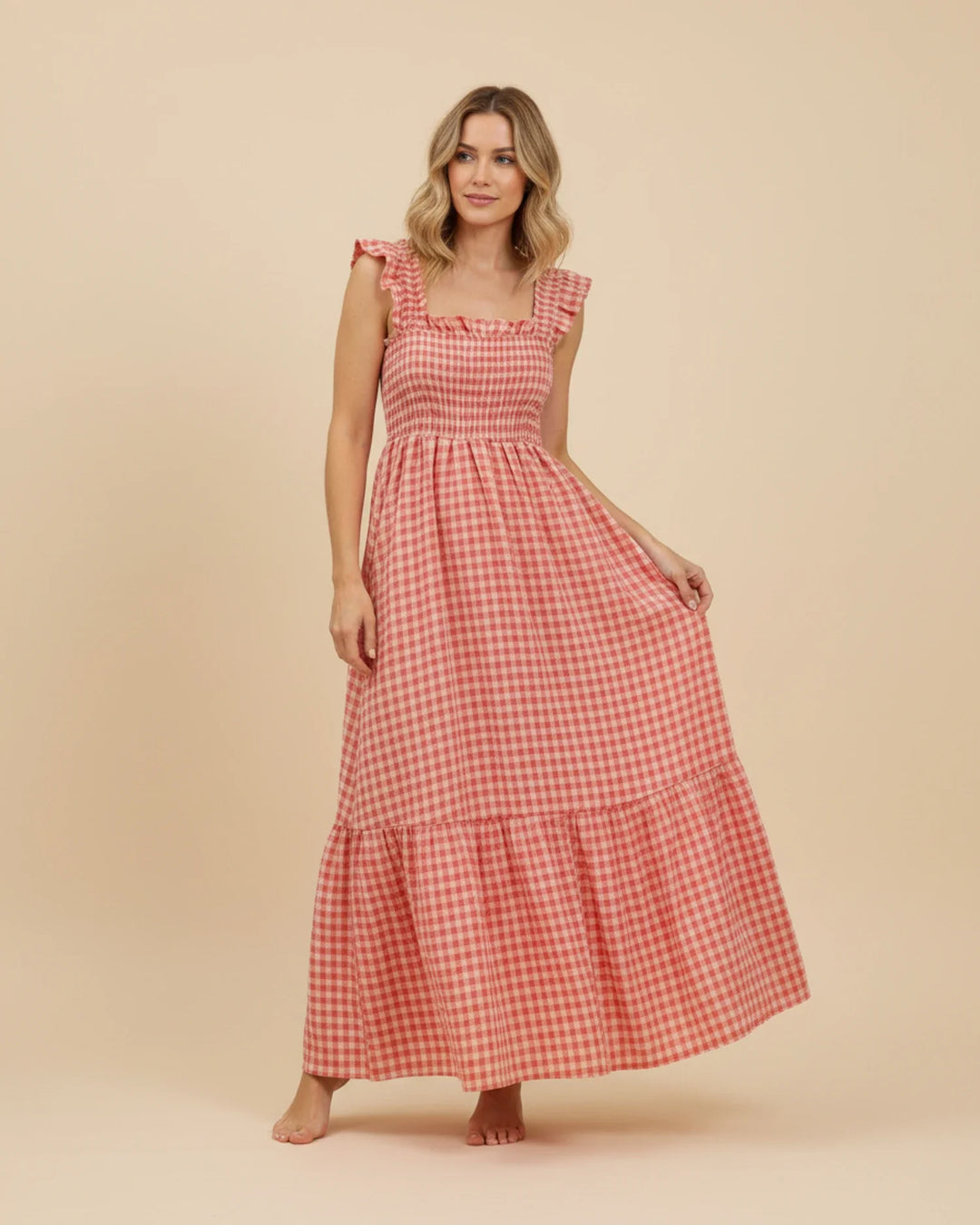 Chic Gingham Maxi Dress for Women-Metro Lane Plaza