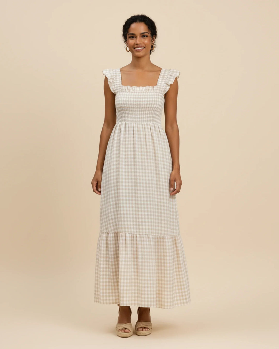 Chic Gingham Maxi Dress for Women-Metro Lane Plaza