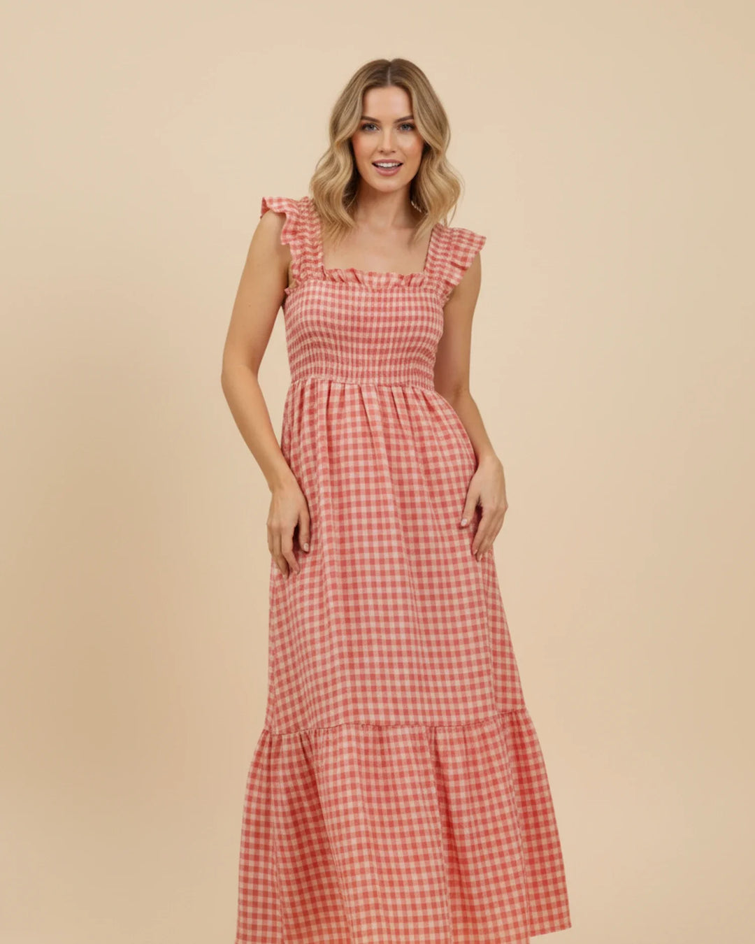 Chic Gingham Maxi Dress for Women-Metro Lane Plaza