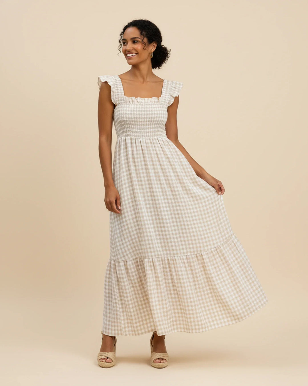 Chic Gingham Maxi Dress for Women-Metro Lane Plaza