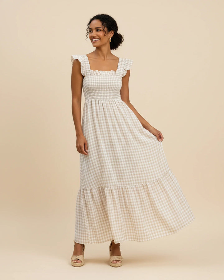 Chic Gingham Maxi Dress for Women-Metro Lane Plaza