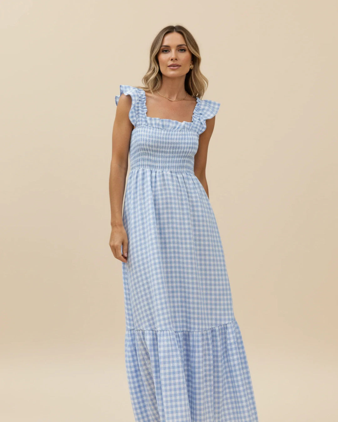 Chic Gingham Maxi Dress for Women-Metro Lane Plaza