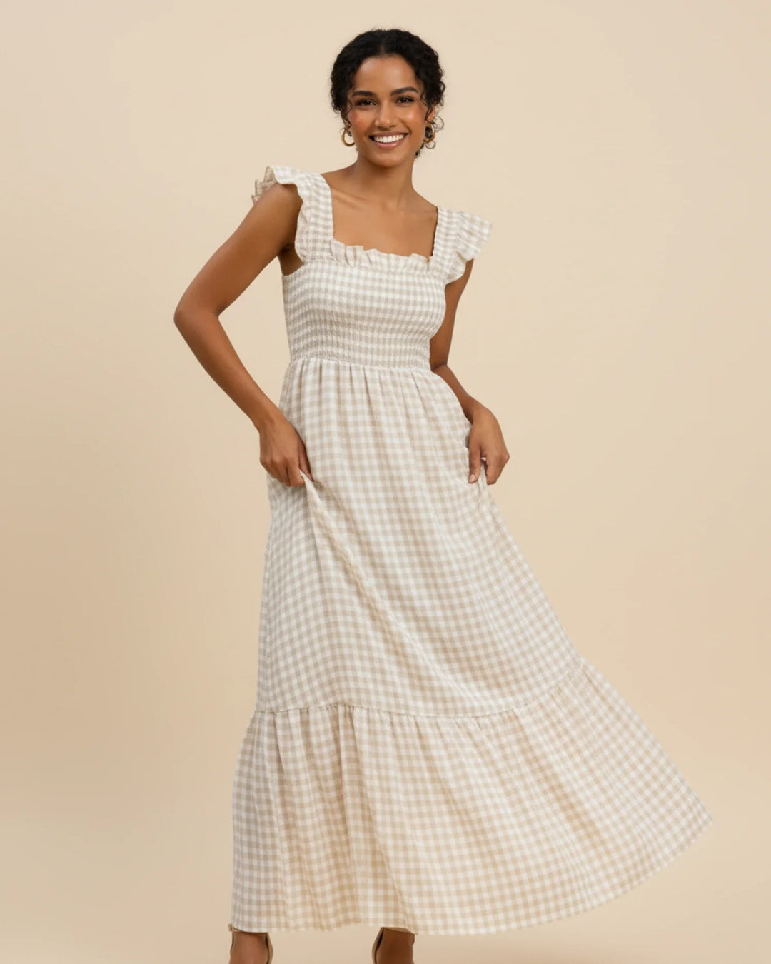 Chic Gingham Maxi Dress for Women-Metro Lane Plaza