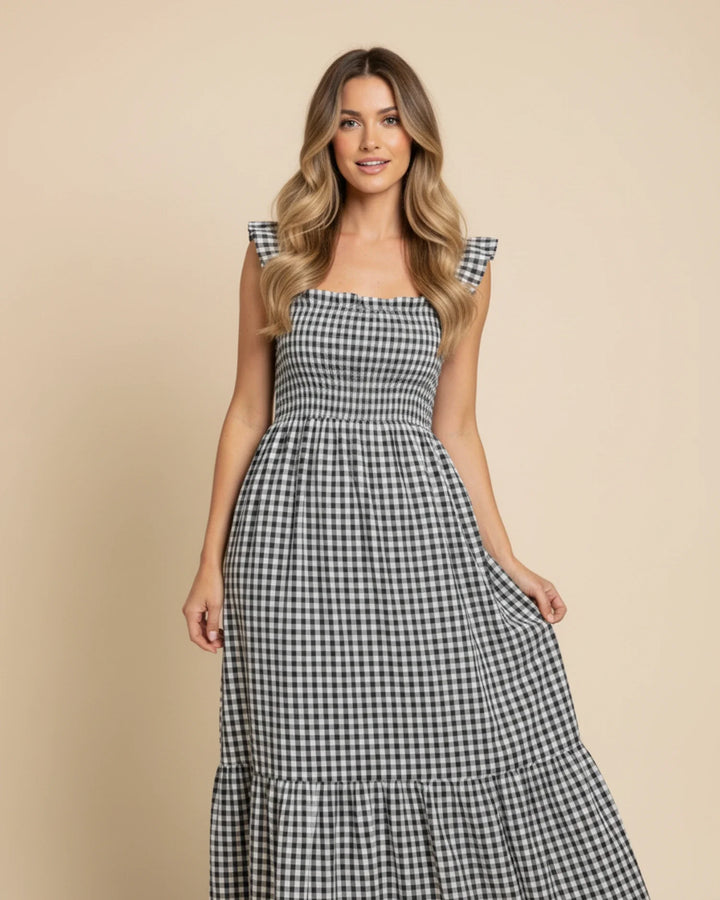 Chic Gingham Maxi Dress for Women-Metro Lane Plaza