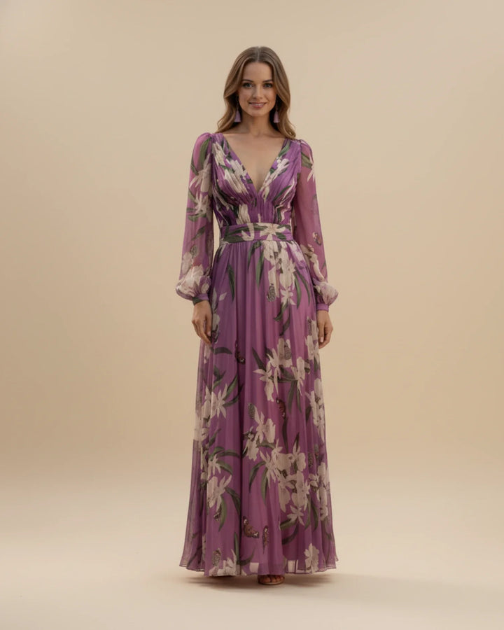 Summer Maxi Dress | Women's Long Sleeve Fashion Dress-Metro Lane Plaza