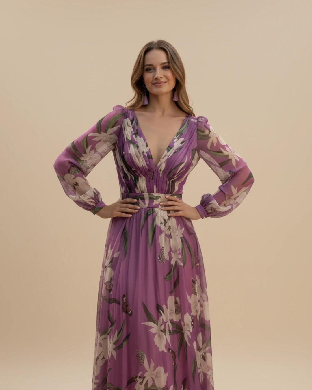 Summer Maxi Dress | Women's Long Sleeve Fashion Dress-Metro Lane Plaza