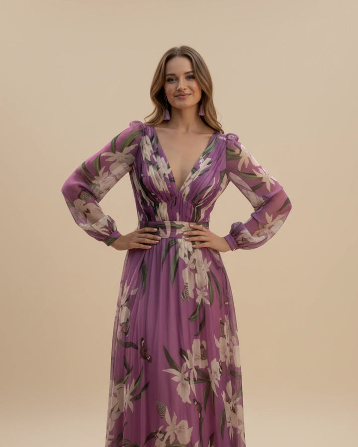 Summer Maxi Dress | Women's Long Sleeve Fashion Dress-Metro Lane Plaza