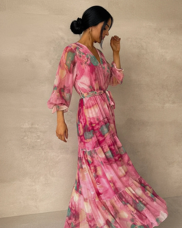 Elegant Women's Long Sleeve Wrap Maxi Dress for Any Occasion-Metro Lane Plaza