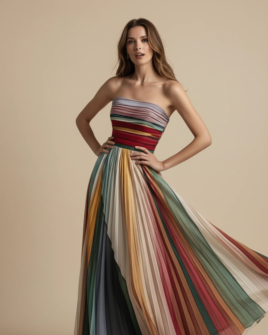 Elegant Strapless Evening Maxi Dress for Women-Metro Lane Plaza