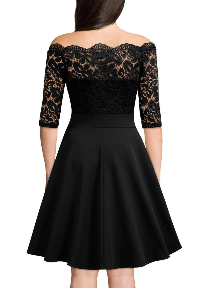 Sophia | Women's A-Line Midi Dress with 3/4 Sleeves-Metro Lane Plaza
