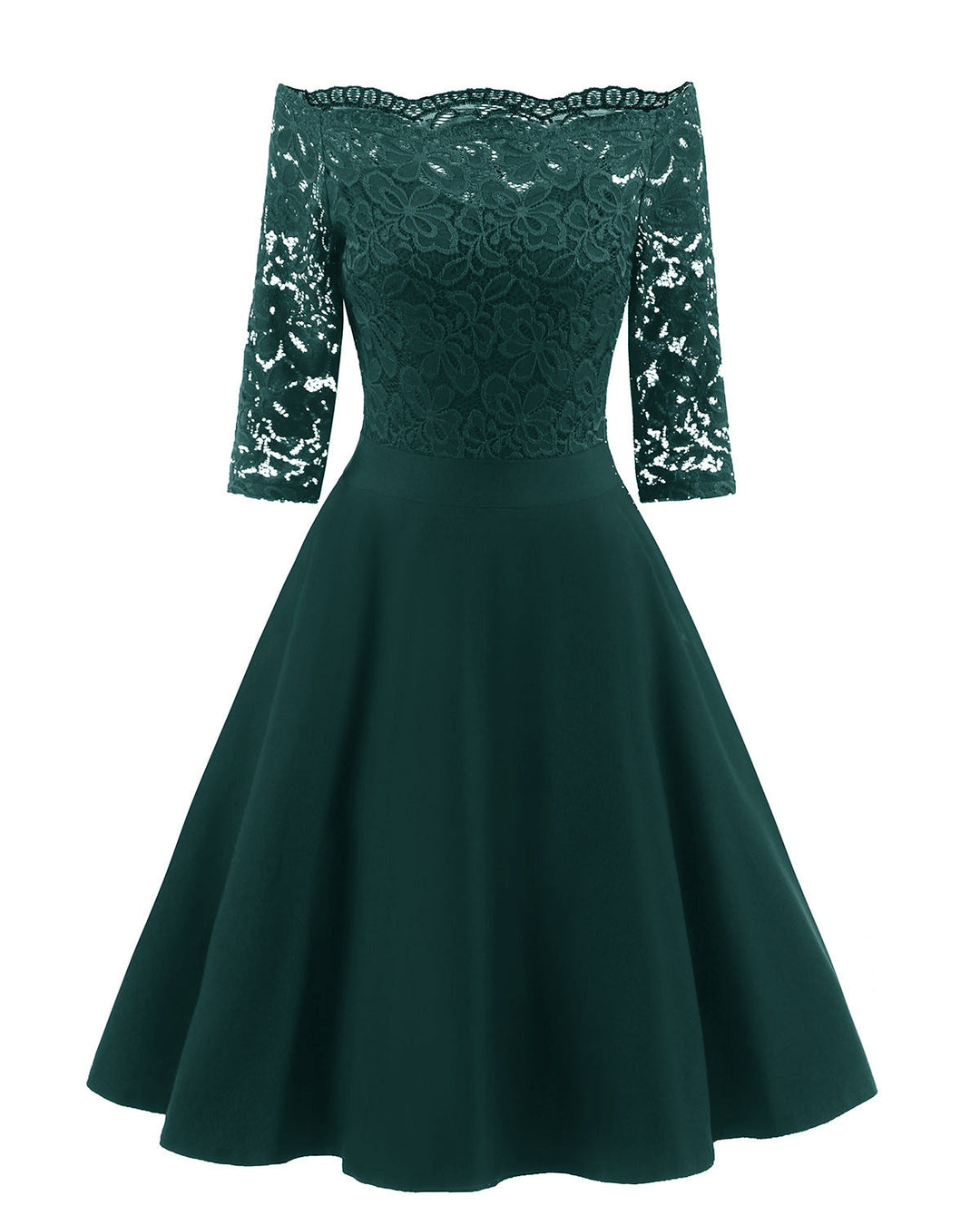 Sophia | Women's A-Line Midi Dress with 3/4 Sleeves-Metro Lane Plaza