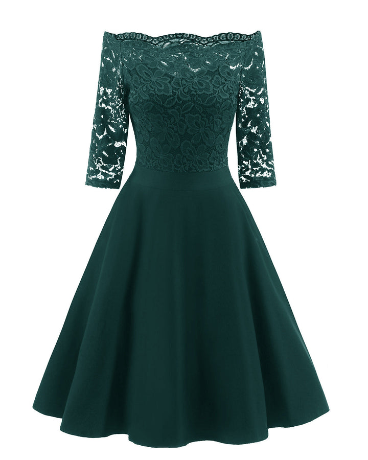 Sophia | Women's A-Line Midi Dress with 3/4 Sleeves-Metro Lane Plaza