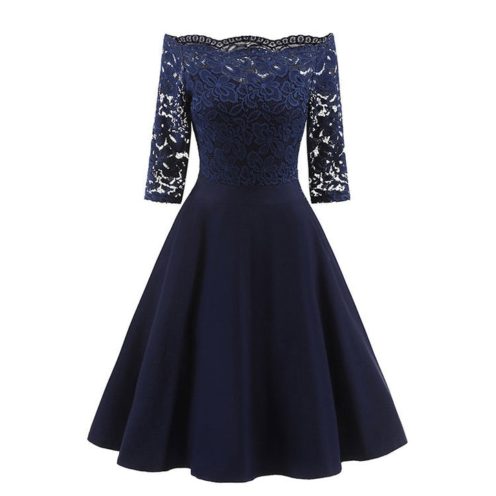 Sophia | Women's A-Line Midi Dress with 3/4 Sleeves-Metro Lane Plaza