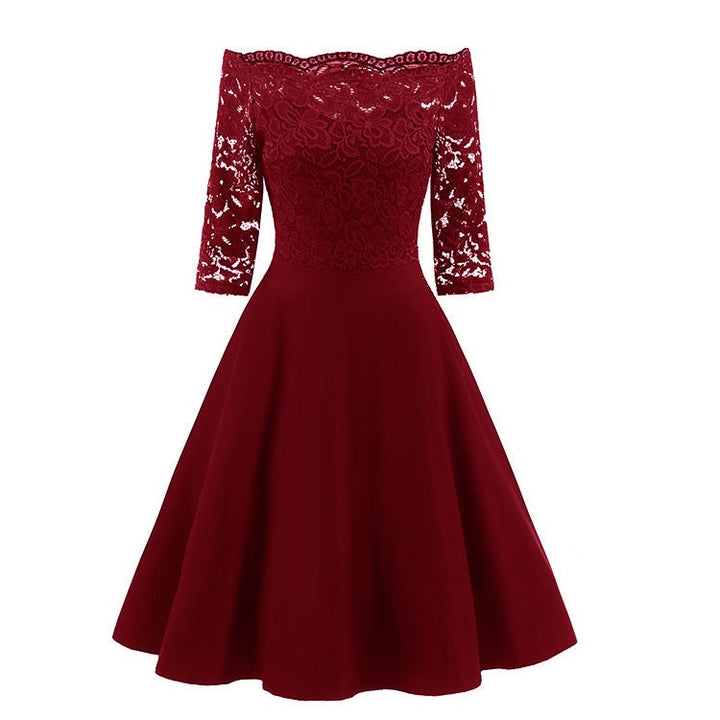 Sophia | Women's A-Line Midi Dress with 3/4 Sleeves-Metro Lane Plaza