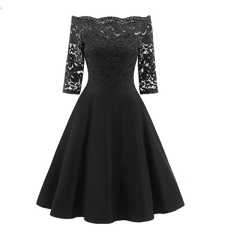 Sophia | Women's A-Line Midi Dress with 3/4 Sleeves-Metro Lane Plaza