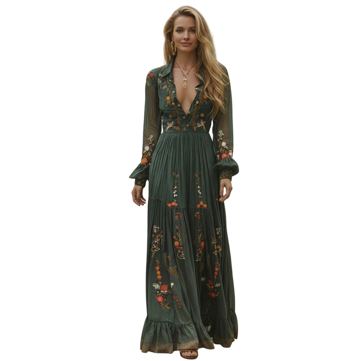 Boho Maxi Dress for Women | Embroidered Style-Metro Lane Plaza